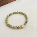 Alashan Natural Stone Avocado Green Enamel Hand Painted Geometric Bracelet For Women