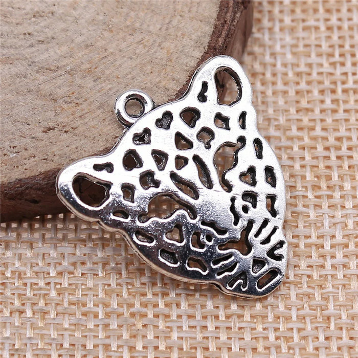 28x26mm 3g Multicolor Zinc Alloy Leopard Head Charm Pendant for DIY Animal Jewelry Accessories