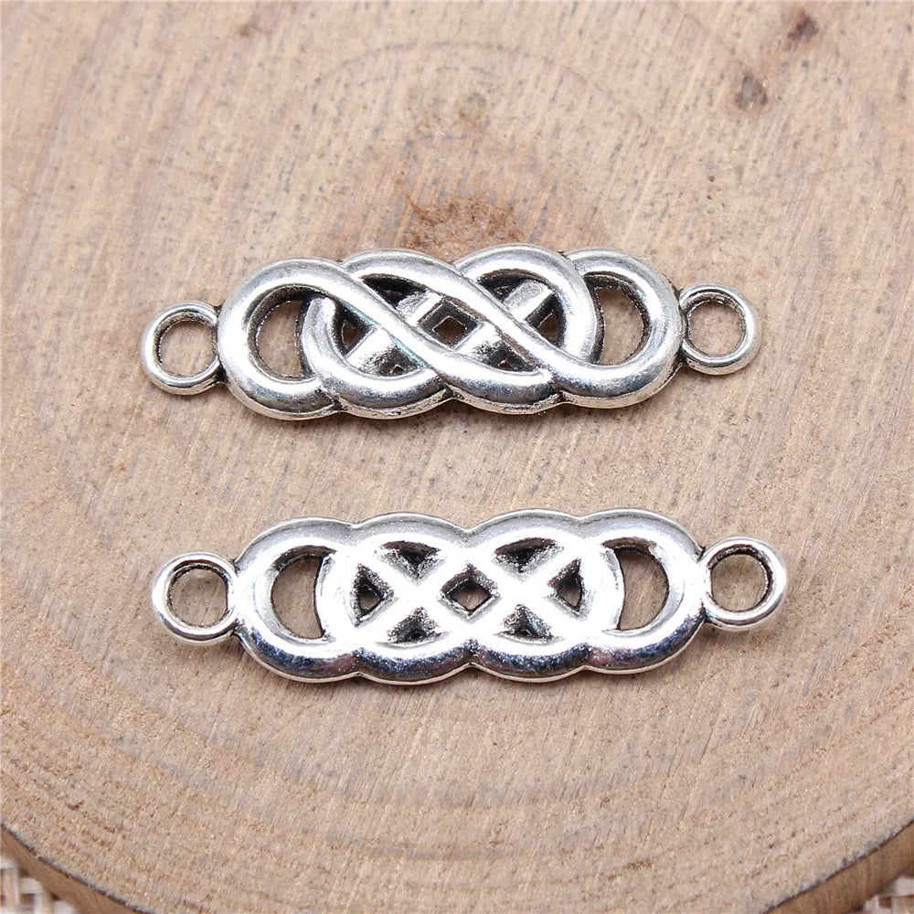 28x8mm 1.3g Antique Silver Zinc Alloy Infinity Symbol Connector Charm for DIY Jewelry Making