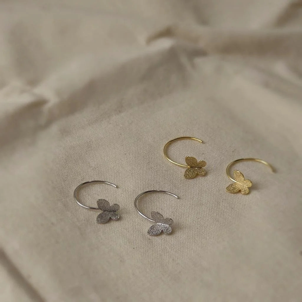 14K Gold Plated Copper Butterfly Drop Earrings Minimalist Daily Style