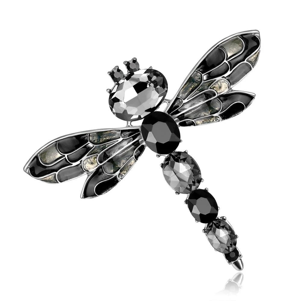 Elegant Blue Enamel Dragonfly Brooch With Crystal Rhinestones, Fashion Insect Lapel Pin Suit Accessory Gift