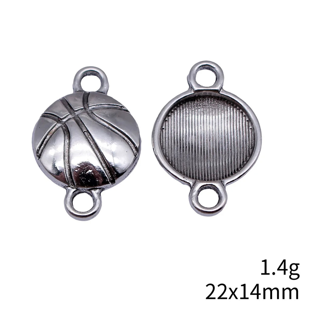 22x14mm 1.4g Antique Silver Zinc Alloy Basketball Connector Charm for DIY Bracelet Jewelry Making