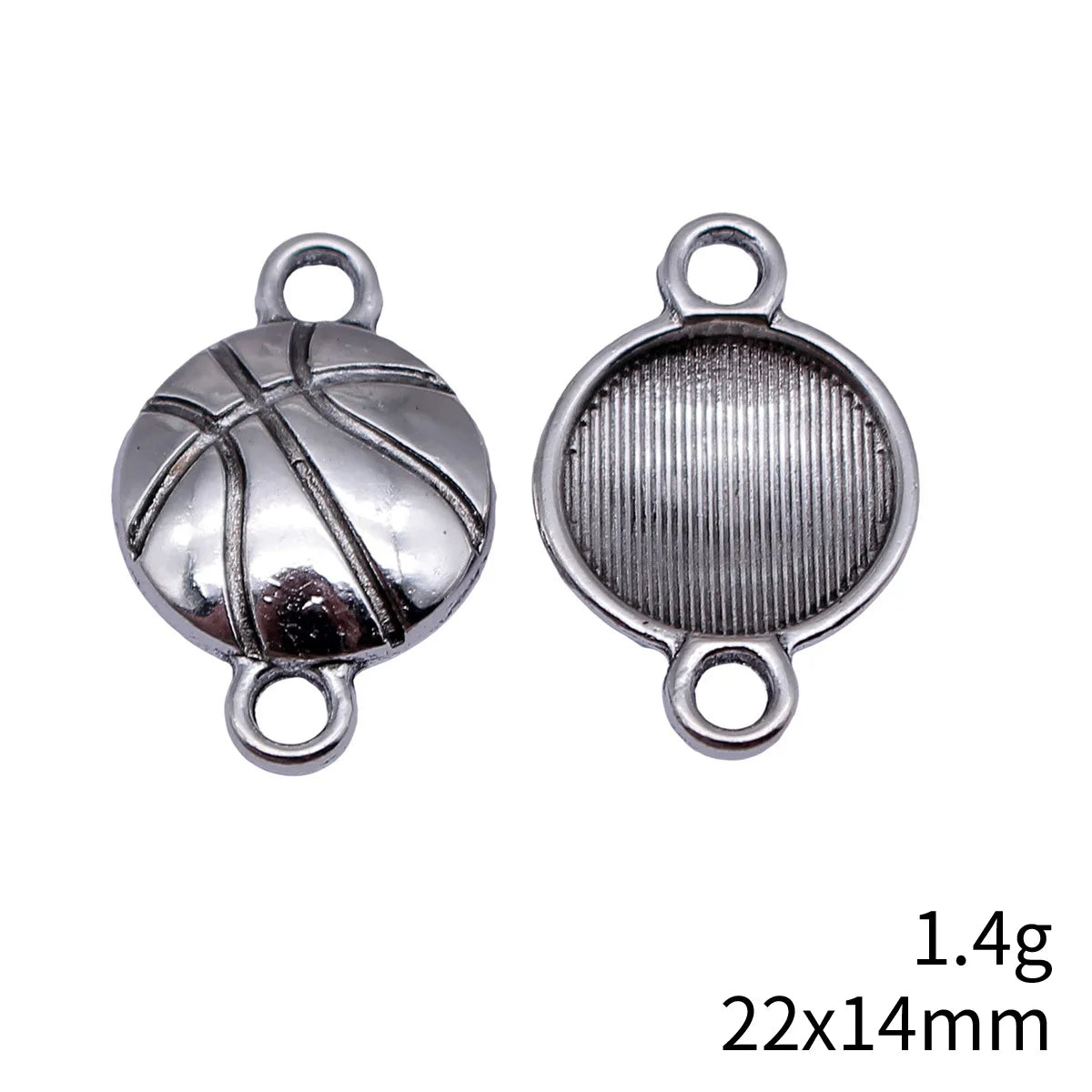 22x14mm 1.4g Antique Silver Zinc Alloy Basketball Connector Charm for DIY Bracelet Jewelry Making
