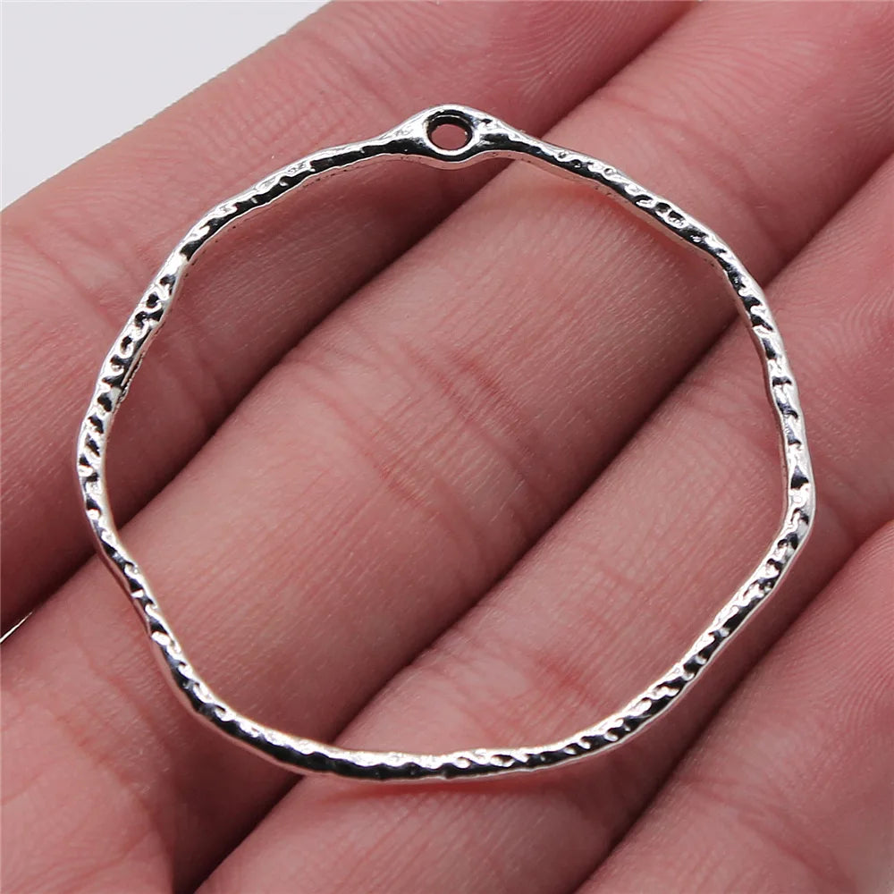 41x44mm 2.1g Antique Silver Zinc Alloy Irregular Ring Earring Connector Charms for DIY Earrings