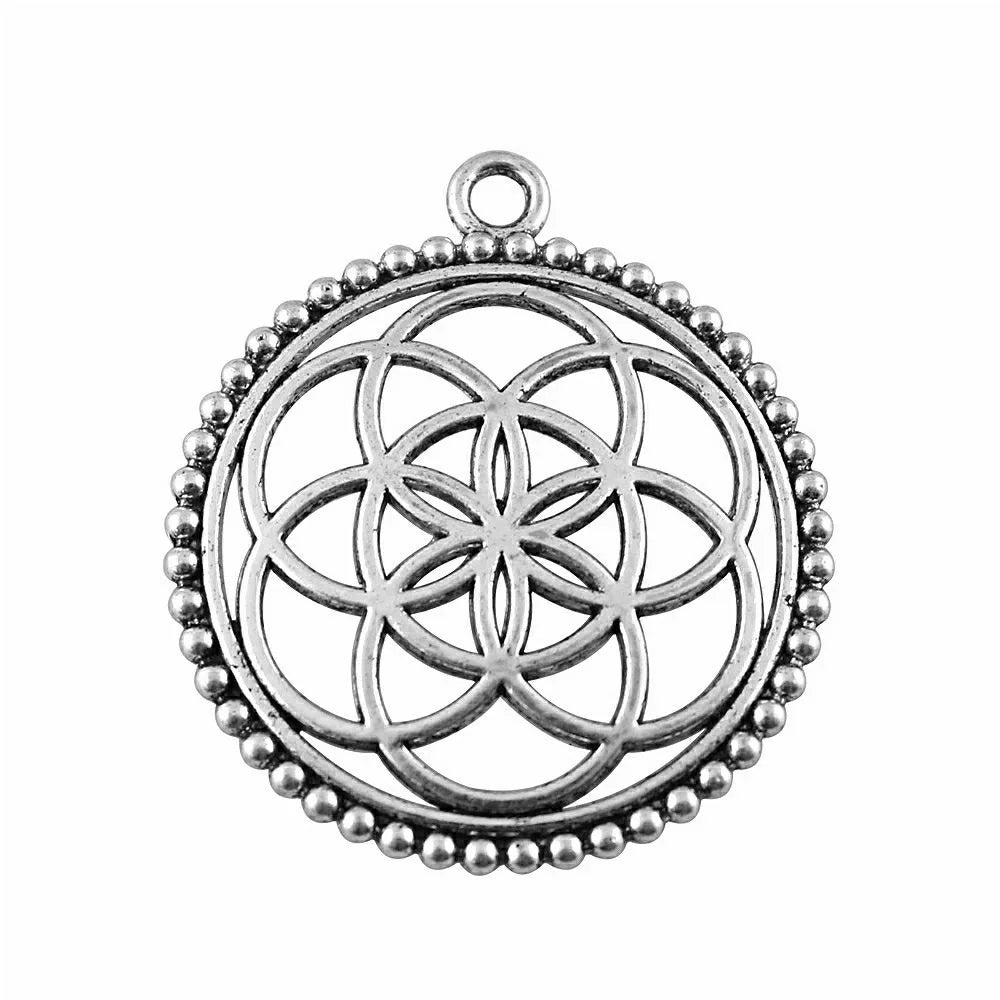 45x40mm 7.3g Antique silver zinc alloy Hollow Flower charm pendant for DIY necklace earring making