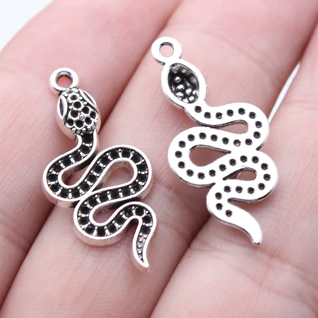 30x13mm 1.4g Antique Silver Zinc Alloy Snake Charm Pendant for DIY Necklace Bracelet Jewelry Making