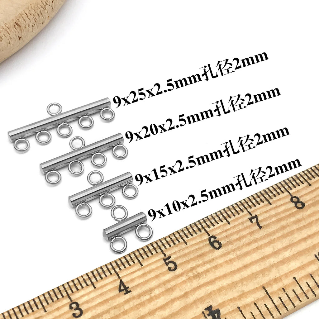 Stainless Steel Bar Shape Multi Hole Connector Charm for DIY Necklace Pendant Jewelry Findings