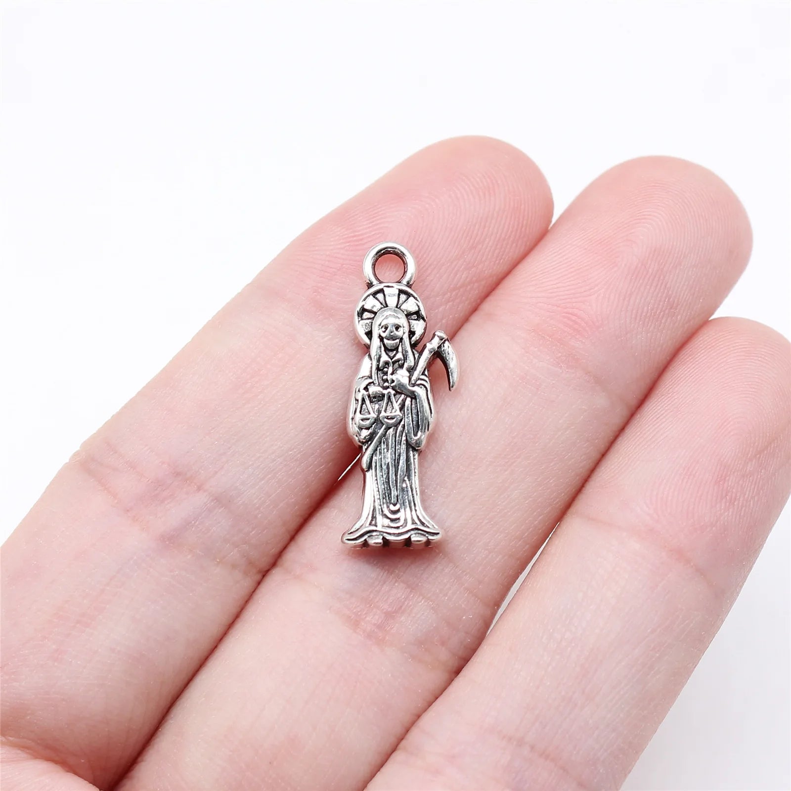 23x8mm 1.4g Antique Silver Zinc Alloy Grim Reaper Scythe Charm Pendant for DIY Gothic Jewelry
