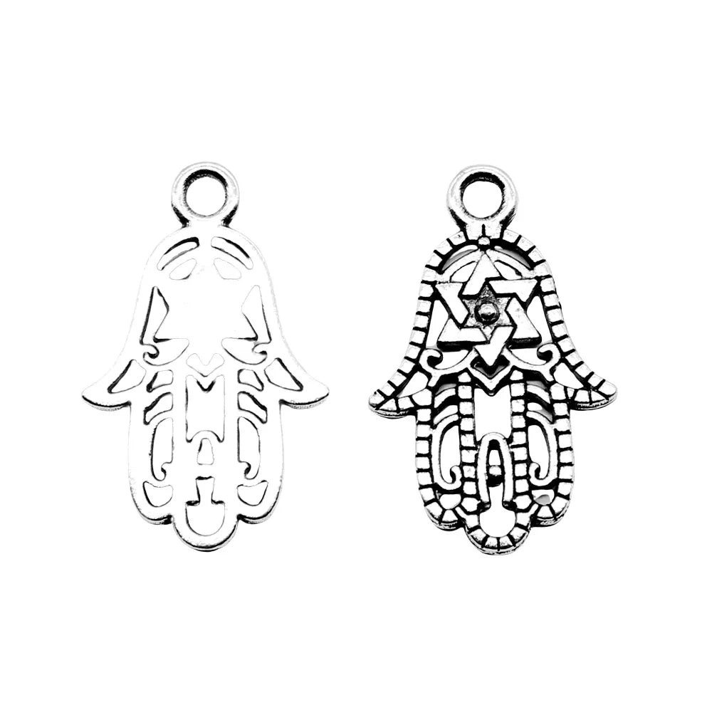 24x15mm 1g Antique Silver Zinc Alloy Hand Charm Pendant for DIY Jewelry Making