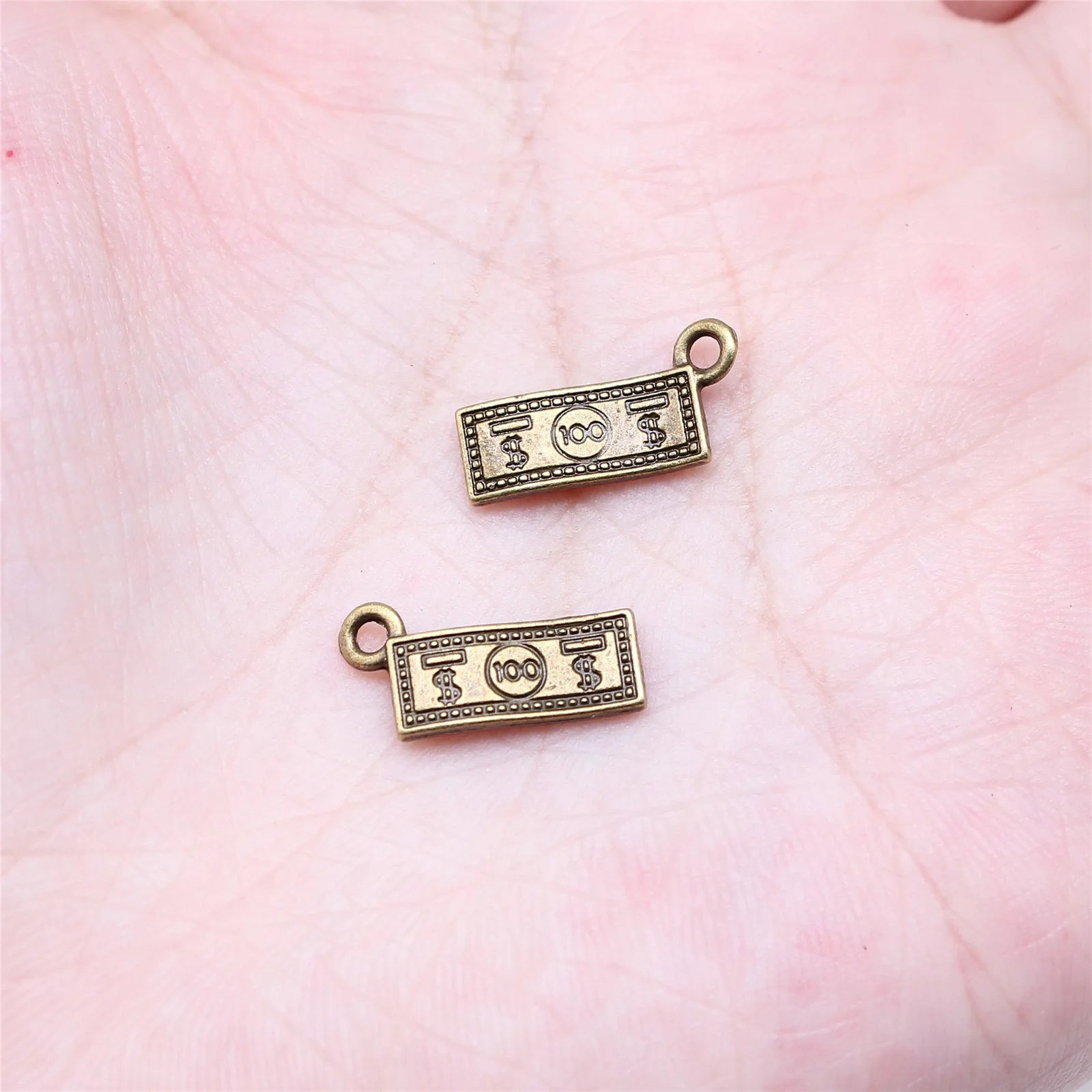 7x15mm 0.68g Multicolor Zinc Alloy Dollar Money Charm Pendant for DIY Necklace Bracelet Making