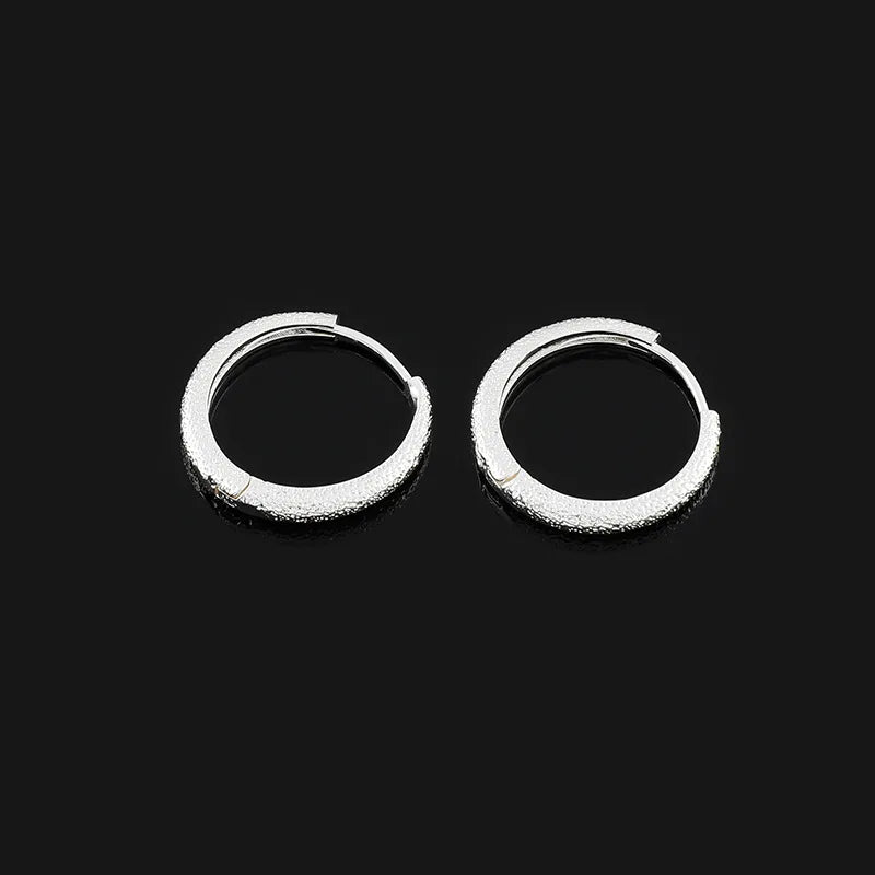 Elegant Silver Alloy Spiral Disc Hoop Stud & Clip On No Piercing Glitter Sand Cuff Earrings