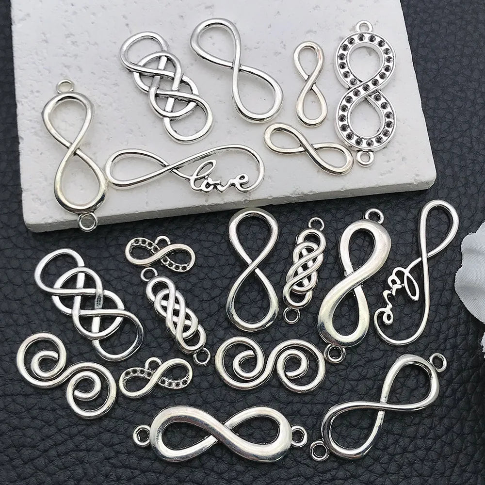 Antique Silver Zinc Alloy Hollow Infinity Symbol Connector Charm for DIY Jewelry Making
