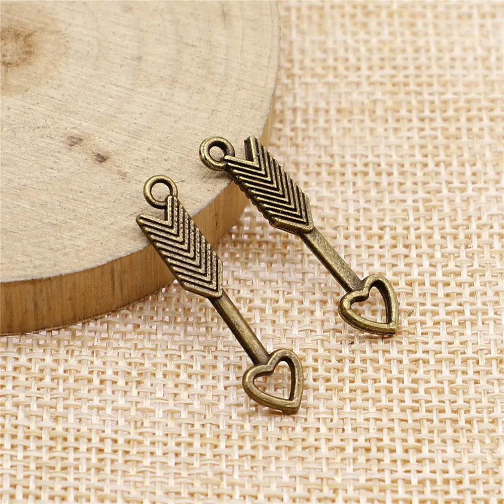 29mm 1g Multicolor Zinc Alloy Heart with Arrow Charm Pendant for DIY Necklace Bracelet Making