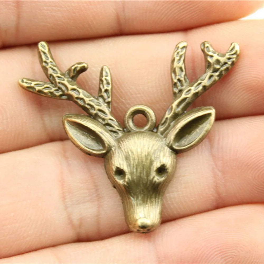31x36mm 2.8g Multicolor Zinc Alloy Deer Head Charm Pendant for DIY Necklace Bracelet Jewelry Making