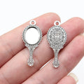 34x14mm 1.45g Antique Silver Zinc Alloy Vintage Mirror Charm Pendant for DIY Necklace Making