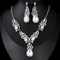 Luxury Bridal Rhinestone Crystal Necklace And Earrings Jewelry Set For Women Wedding Party Banquet Gift