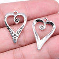 25x17mm 1.7g Antique silver tone zinc alloy Heart charm pendant for handmade necklace bracelet making