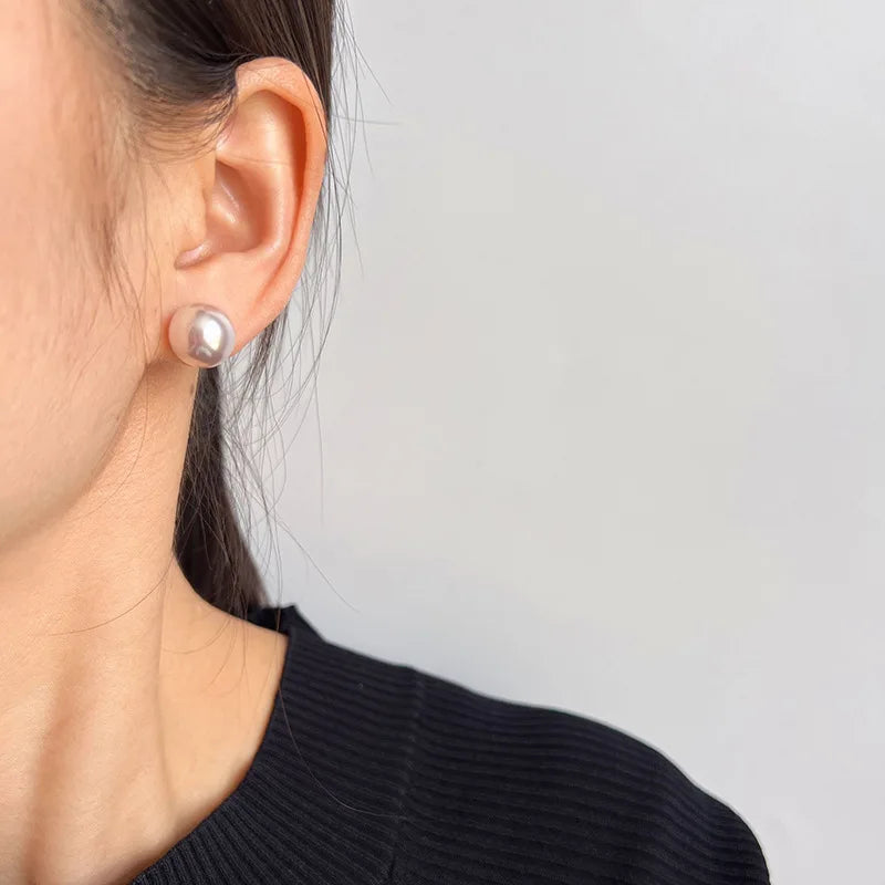 Elegant Light Pink Pearl Spiral Disc Alloy Stud & Clip On No Piercing Commuter Fashion Earrings