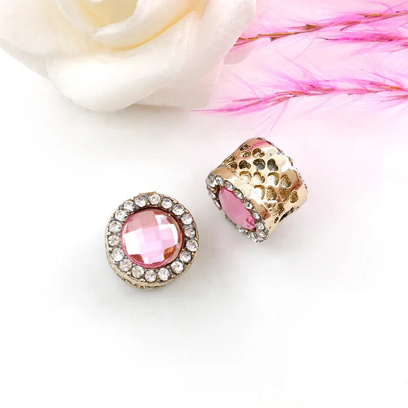 Zinc Alloy Rhinestone Large Hole Round Beads for DIY European Style Bracelet Jewelry Making — 11×10mm
