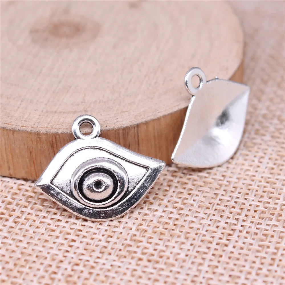 22x17mm 1.1g Antique Silver Zinc Alloy Eye Charm Pendant for Handmade DIY Necklace Jewelry Making
