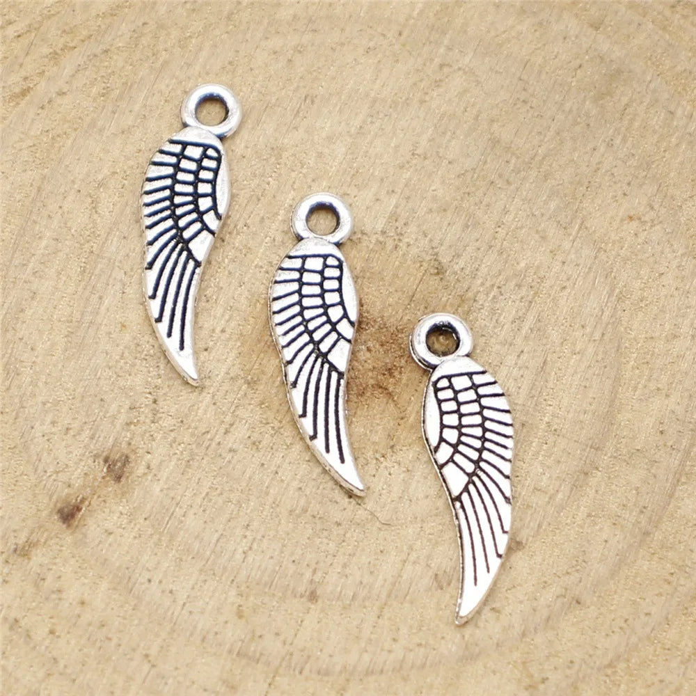 19mm 0.4g Zinc Alloy Wing Charm Pendant for DIY Necklace Bracelet Jewelry Making