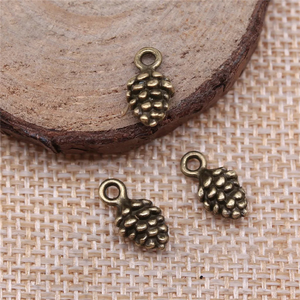 12x7x7mm 0.8g Multicolor Zinc Alloy Pine Cone Charm Pendant for DIY Necklace Bracelet Jewelry Making