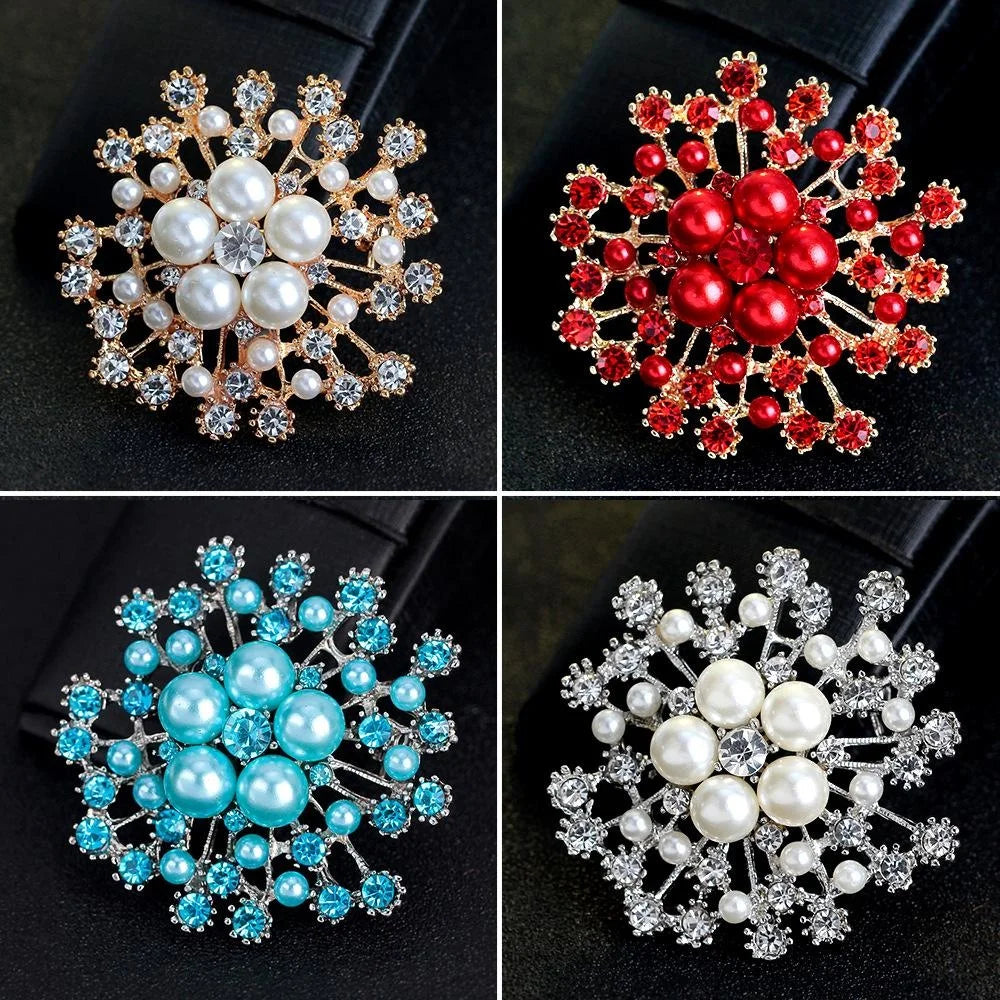 Elegant Floral Pearl And Rhinestone Brooch, Sparkling Alloy Lapel Pin Corsage For Women Suit Accessory Gift