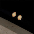 French Vintage Irregular Synthetic Opal Mini Stud Earrings Copper
