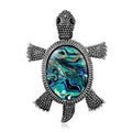 Vintage Turtle Brooch With Rhinestone Alloy Frame And Mother Of Pearl Shell, Elegant Lapel Pin Suit Accessory
