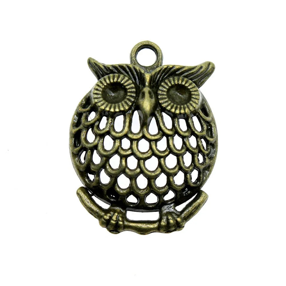 33x25mm 5.3g Multicolor Zinc Alloy Owl Cat Charm Pendant for DIY Bird Theme Necklace Bracelet Making