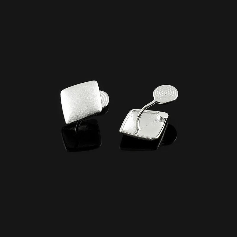 Elegant Brushed Alloy Square Diamond Shape Stud & Clip On No Piercing Minimalist Women's Earrings