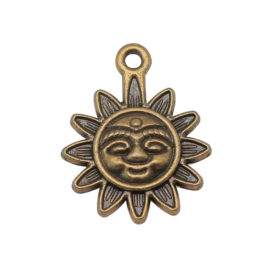 19x15mm 1.3g Multicolor Zinc Alloy Sun Charm Pendant for DIY Necklace Bracelet Jewelry Making