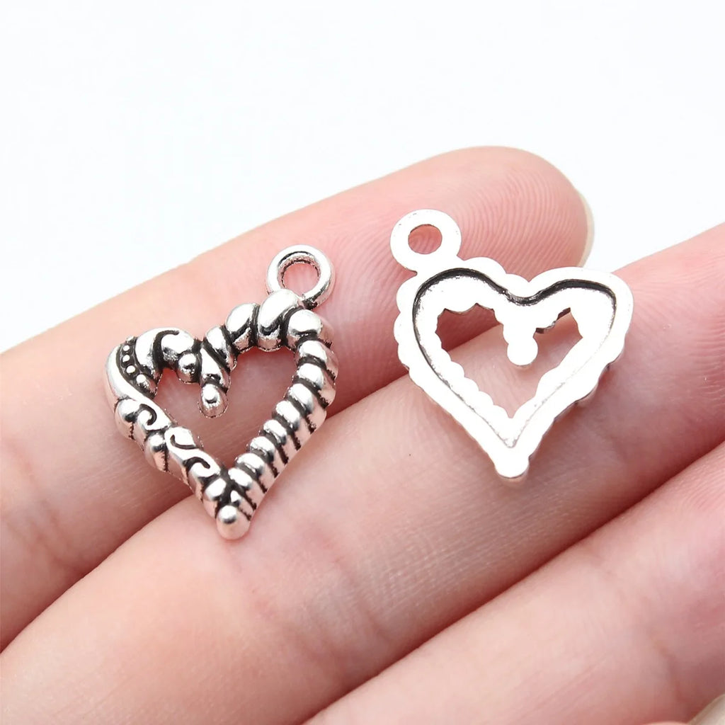 22x17mm 1.6g Antique Silver Zinc Alloy Heart Charm Pendant for DIY Garment and Jewelry Making