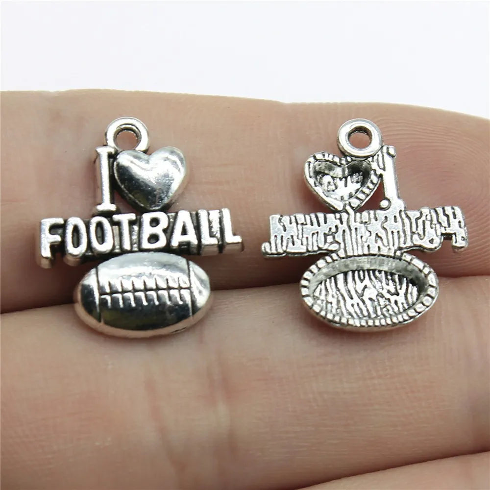 20x18mm 2g Multicolor Zinc Alloy I Love Soccer Charm Pendant for DIY Sports Jewelry Making