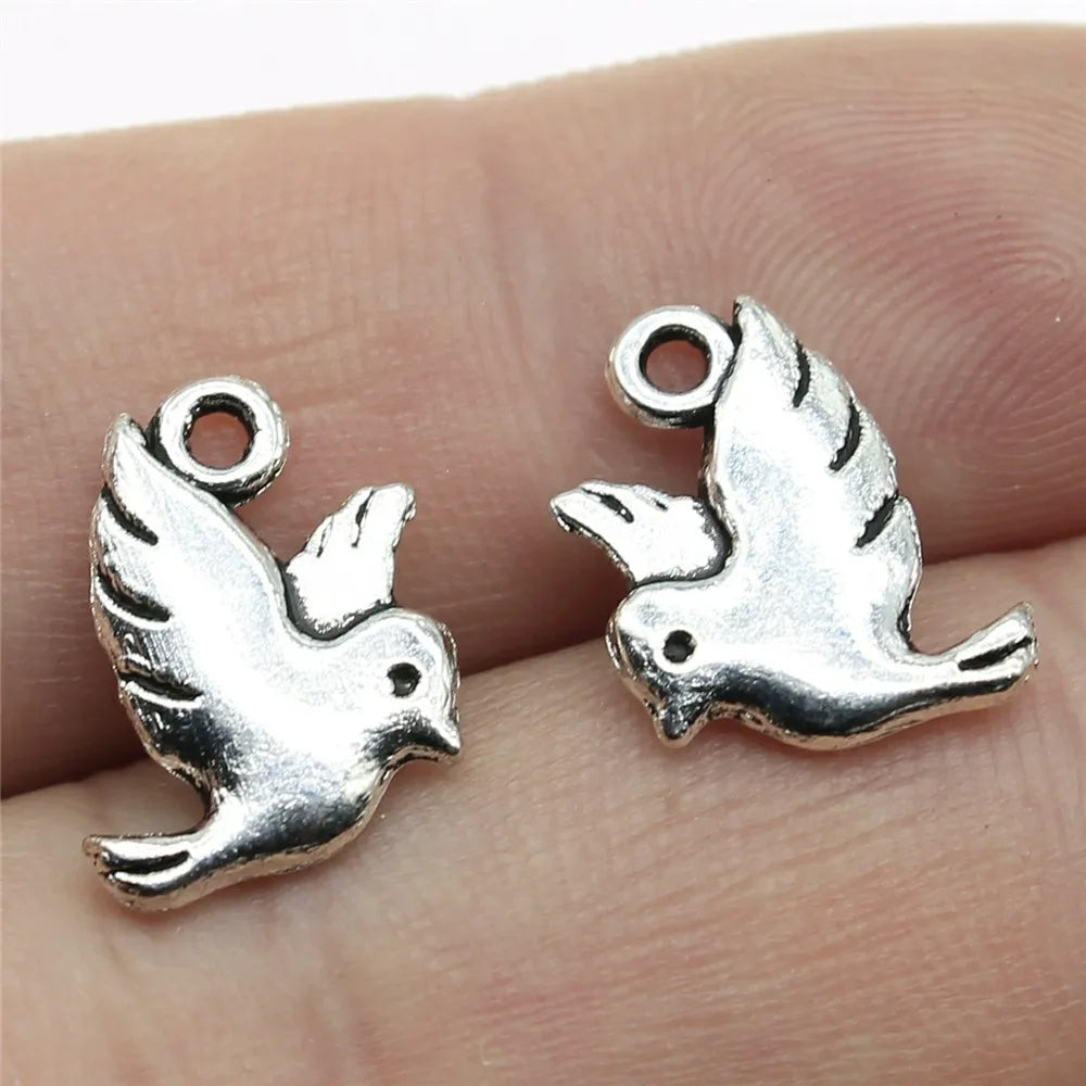 15x11mm 0.9g Multicolor Zinc Alloy Bird Charm Pendant for DIY Necklace Bracelet Jewelry Making