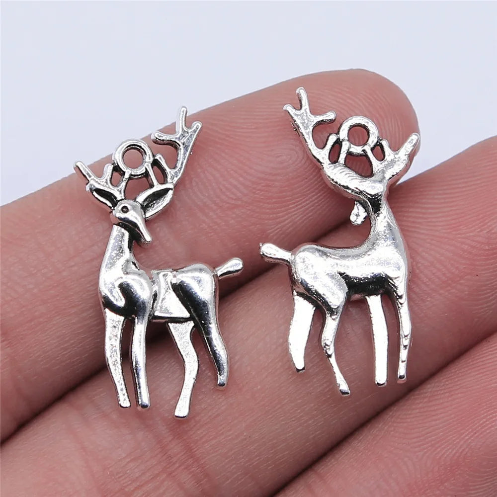 26x14mm 1.8g Multicolor Zinc Alloy Christmas Deer Charm Pendant for DIY Bracelet Necklace Making