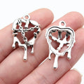 32x20mm 3.3g Antique Silver Zinc Alloy Gothic Bleeding Chain Heart Charm Pendant for Necklace Bracelet Jewelry Making
