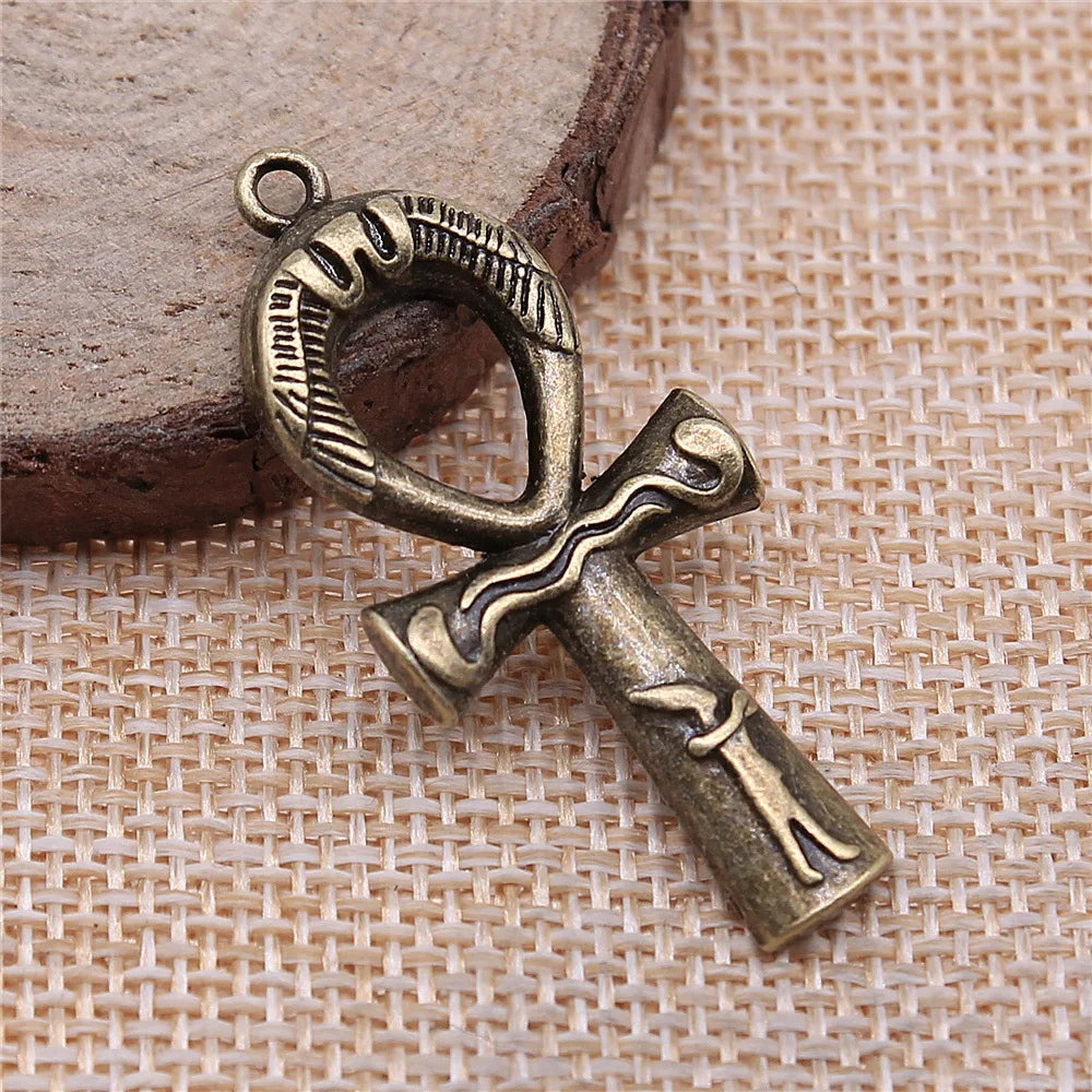 43x19mm 3.8g Multicolor Zinc Alloy Ankh Cross Charm Pendant for DIY Necklace Bracelet Making