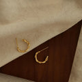 14K Gold Plated Copper C-Shaped Hoop Earrings Minimalist Geometric Daily Wear Ear Jewelry