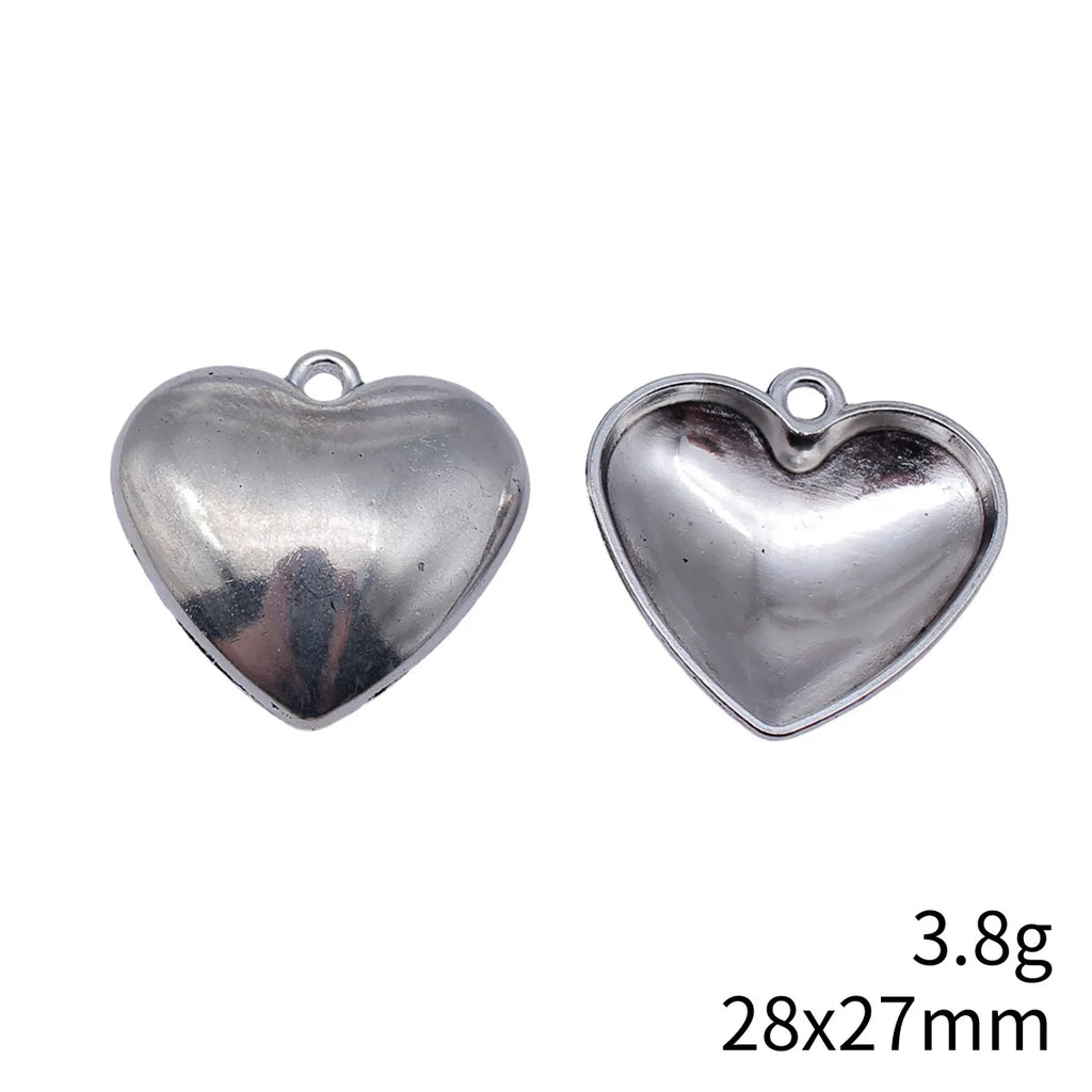 28x27mm 3.8g Antique Silver Zinc Alloy Smooth Heart Charm Pendant for DIY Necklace Jewelry Making