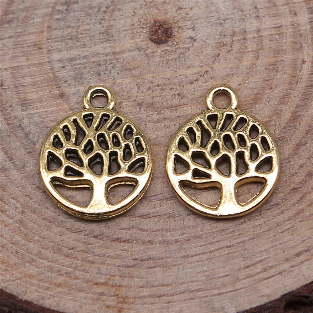 13x11mm 0.5g Antique Gold Zinc Alloy Tree Charm Pendant for DIY Necklace Bracelet Jewelry Making