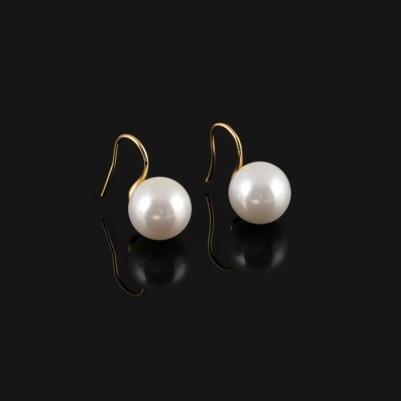 Elegant Luxury High Heel White Pearl Gold Alloy Stud & Clip On No Piercing Spiral Ear Clip Earrings