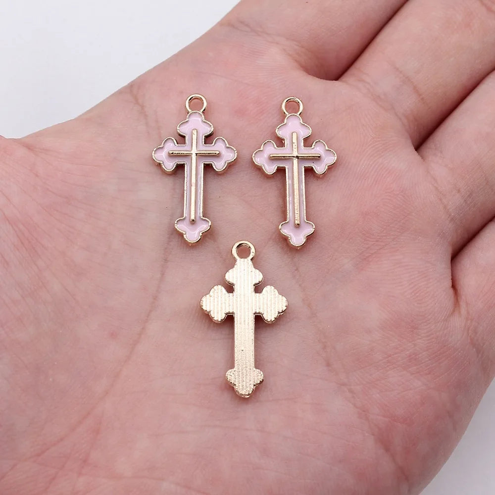 25x14mm 1g Multicolor Zinc Alloy Simple Cross Charm Pendant for DIY Necklace Earring Bracelet Jewelry