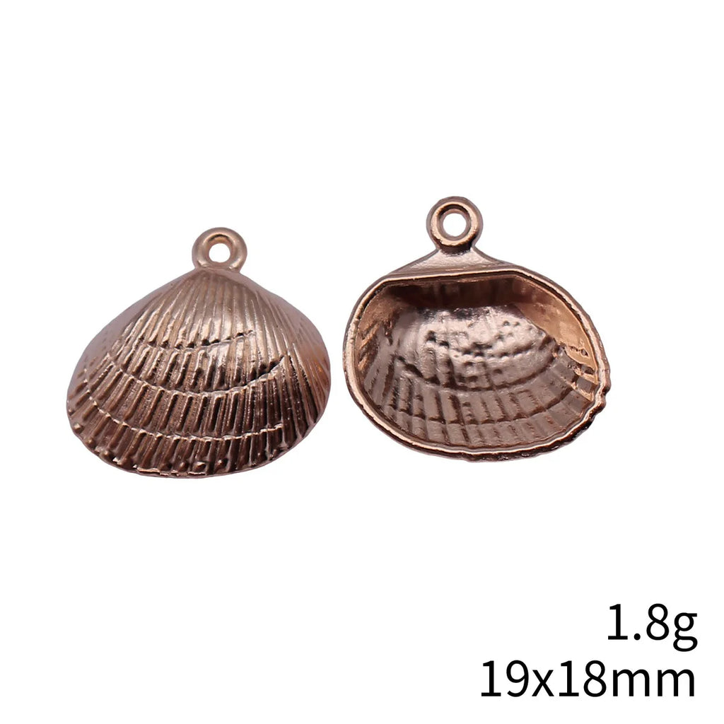19x18mm 1.8g KC Gold Plated Zinc Alloy Shell Charm Pendant for DIY Necklace and Bracelet Making