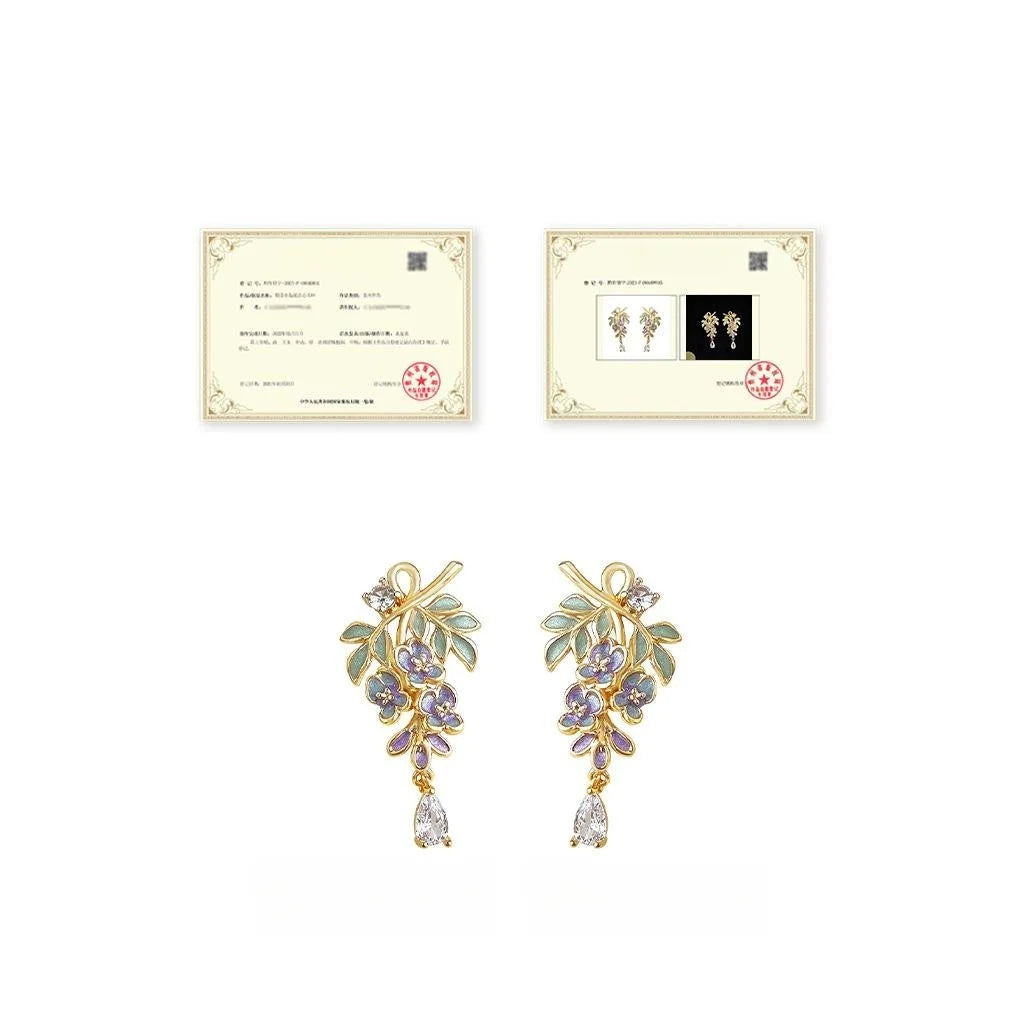 Original Design Enamel Painted Flower Drop Earrings Eco Friendly Copper Fresh Elegant Jewelry
