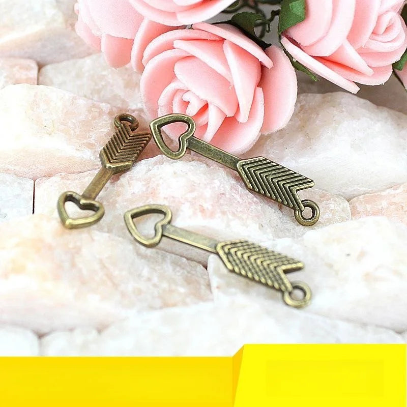 30x7MM Antique Silver Zinc Alloy Heart Double Sided Charm Pendant for DIY Necklace Bracelet Jewelry Making