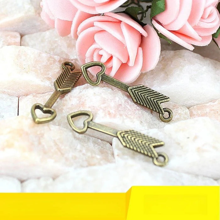Antique Silver Zinc Alloy Heart Double Sided Charm Pendant for DIY Necklace Bracelet Jewelry Making — 30×7mm
