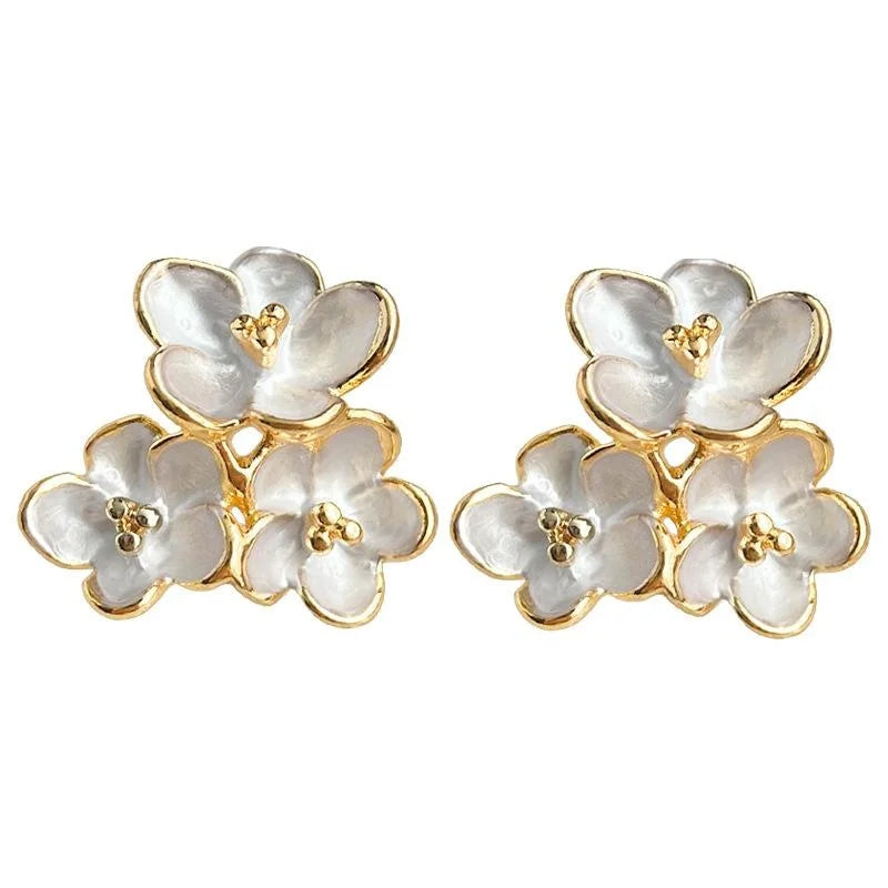 14K Gold Plated Copper Osmanthus Flower Stud Earrings Elegant Sweet Minimalist Floral Jewelry