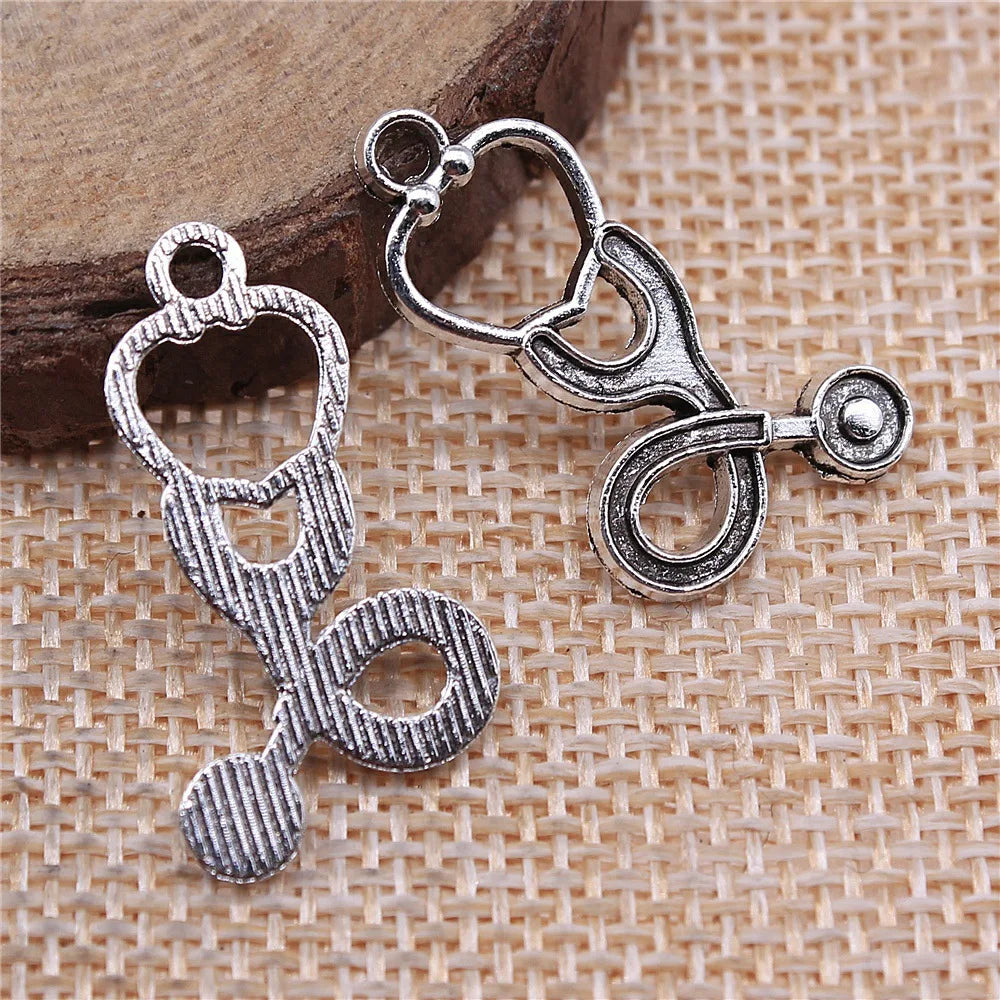 27x16mm 1.2g Multicolor Zinc Alloy Stethoscope Charm Pendant for DIY Medical Theme Jewelry Making