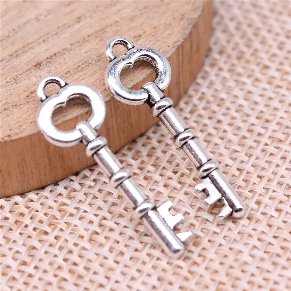 26x9mm 1g Multicolor Zinc Alloy Key Charm Pendant for DIY Bracelet Necklace Jewelry Making